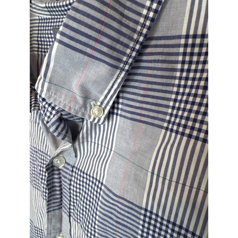 Bonobos Slim Fit Mens XXL Blue White Plaid Long Sleeve Button‎ Down Shirt
